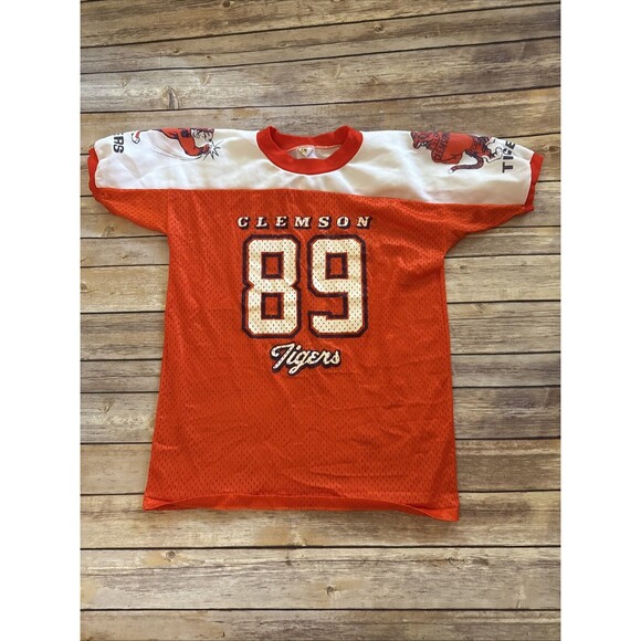 Clemson Tigers Vintage YOOP USA Youth Football Jersey Size M / L 89 Orange - Picture 1 of 8
